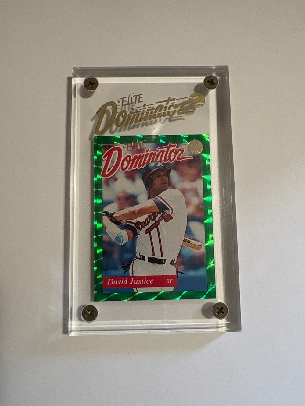 ⚾️Donruss⚾️1993 Elite Dominator David Justice Baseball Card in Display Cover.